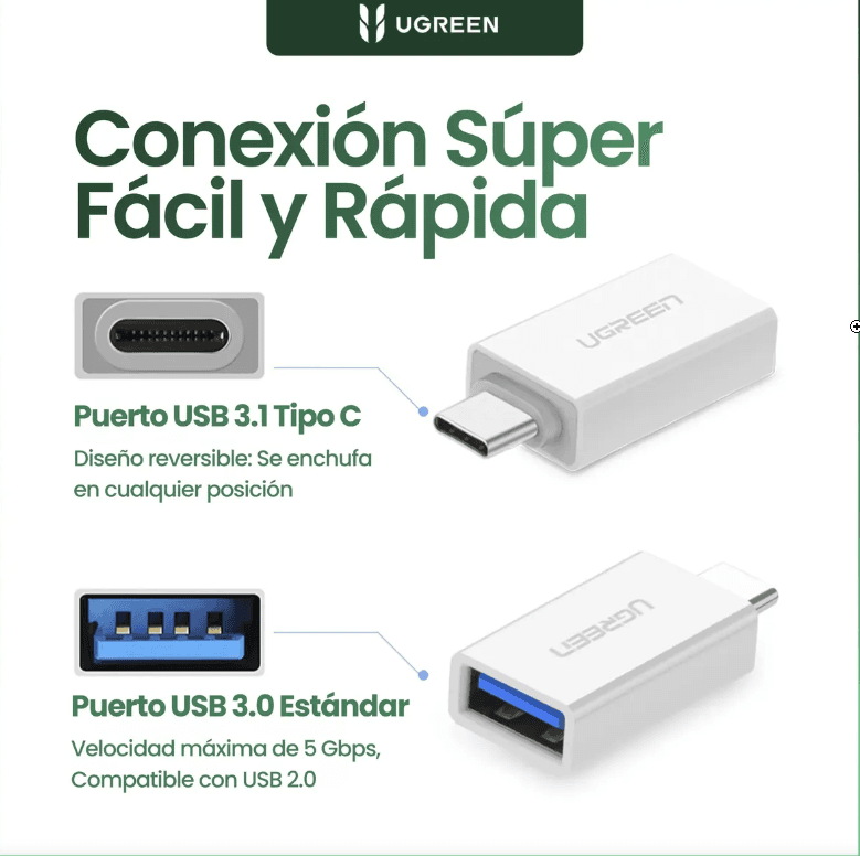 ADAPTADOR OTG UGREEN USB-C A USB 3.0